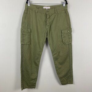 Orlebar Brown Cargo Pants Mens 34x27 Green Button Fly Cotton Linen